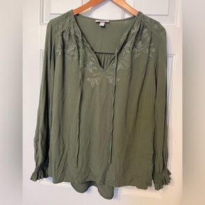 Knox Rose olive green long sleeve blouse